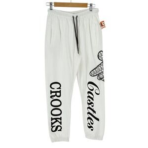 Crooks & Castles Mens Small White Graphic Logo Jogger Sweatpants Streetwear S